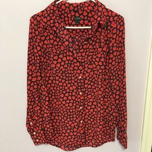 J. Crew silk heart button down